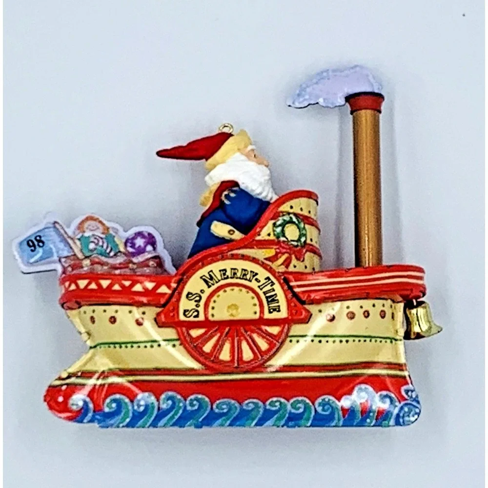 Hallmark 1998 Cruising Into Christmas Handcrafted Tin Keepsake Ornament‎ MIB